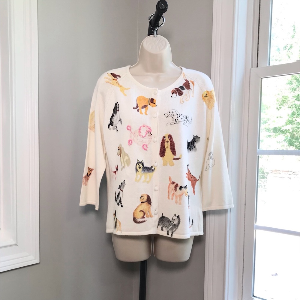 Vintage Michael Simon Dog Lovers Cardigan Sweater ~ Women’s Small